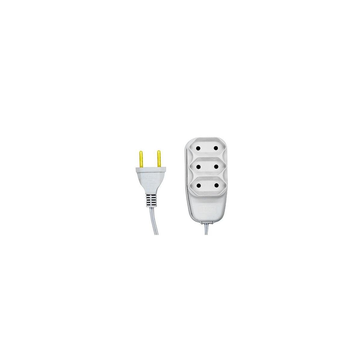 Extensão Elétrica Ilumi 2p 250v 10a Branca 3 Tomadas 2,5m