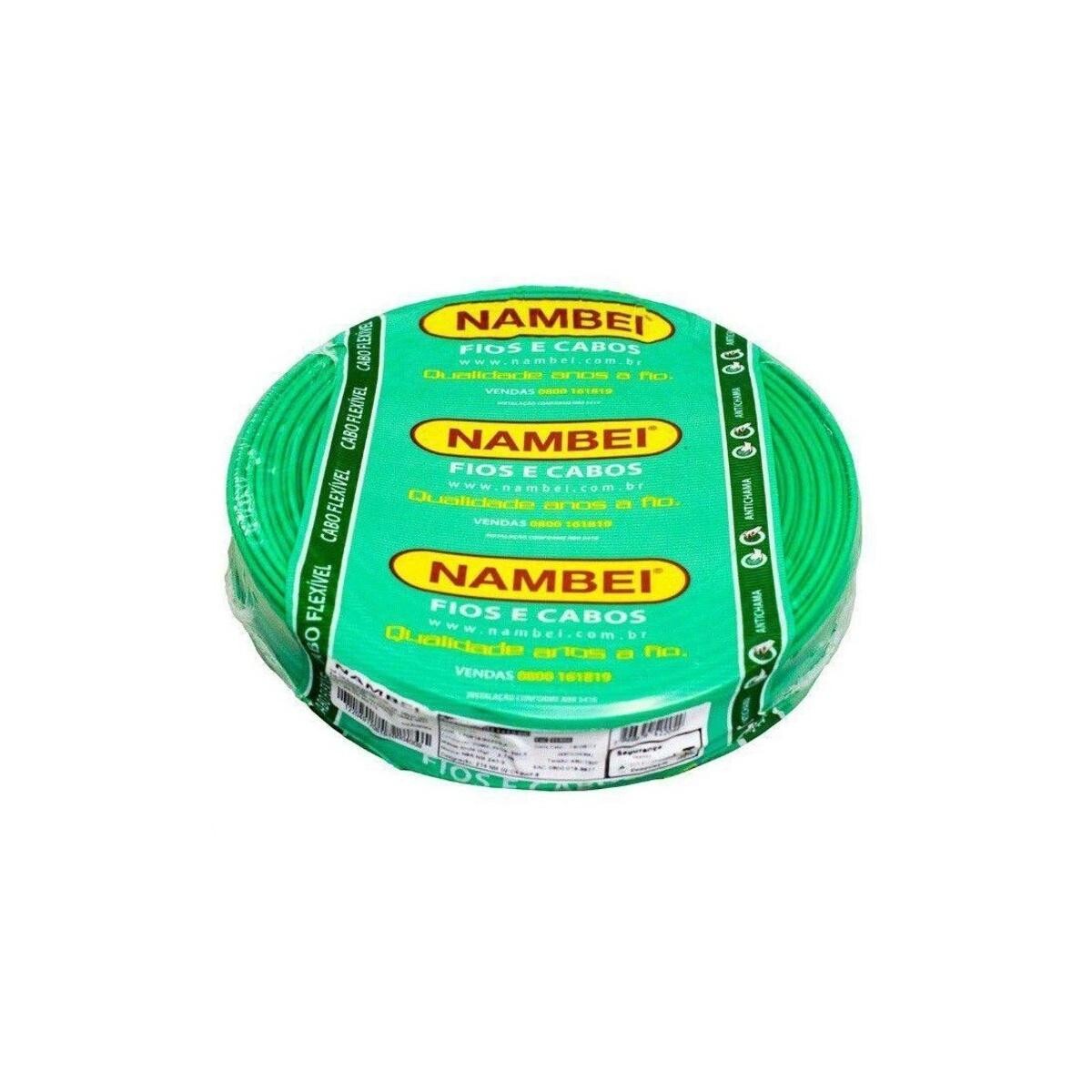 Fio Elétrico Flexível Nambei Verde 2,5mm Rolo 100 Metros