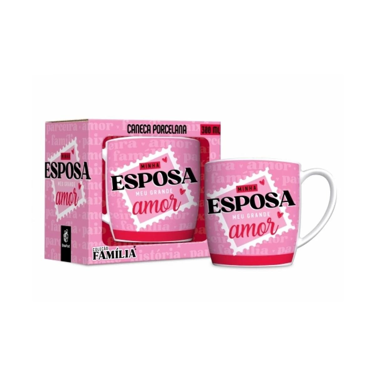 Caneca de Porcelana 300ml Esposa, Grande Amor - Durabilidade e Estilo