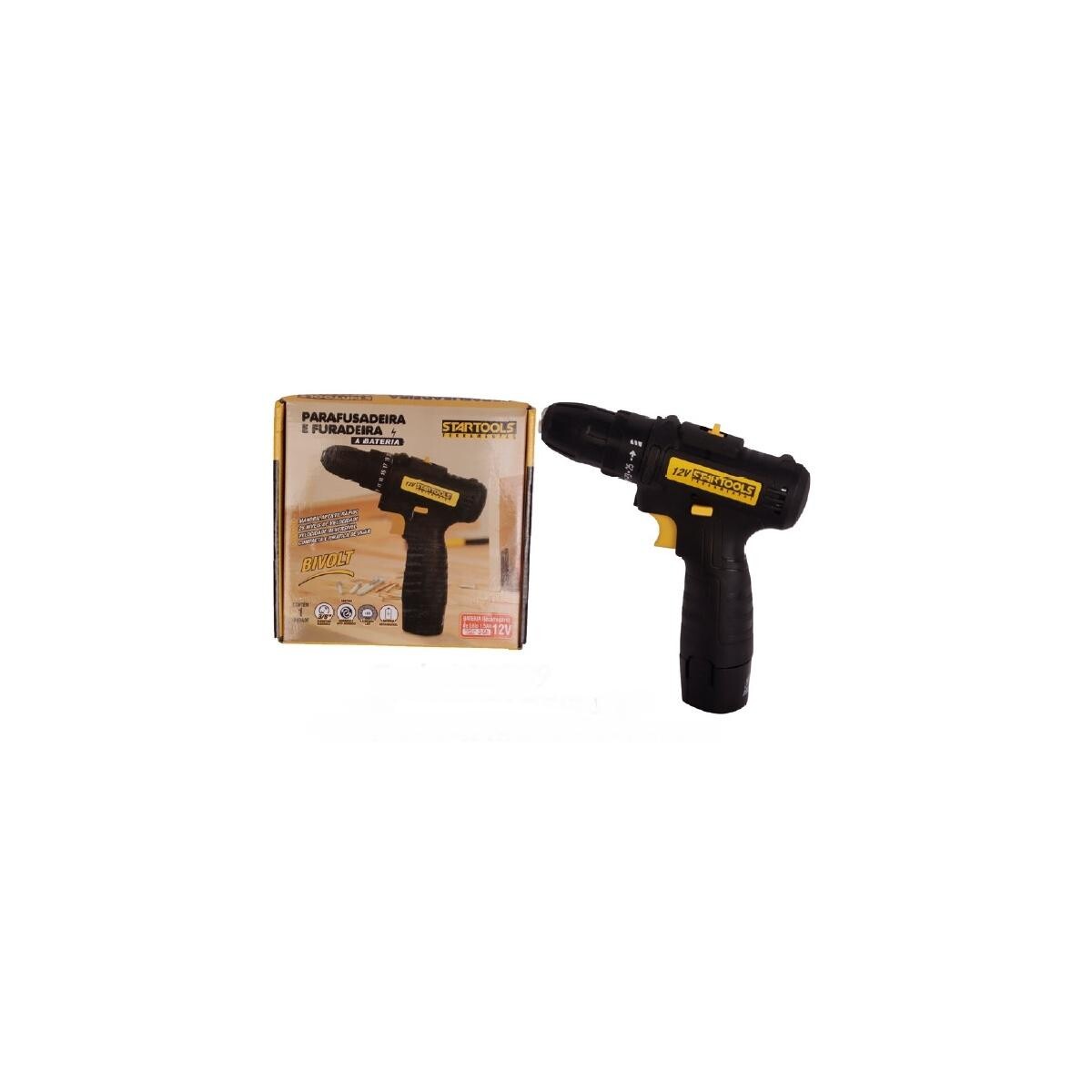 Parafusadeira e Furadeira a Bateria 12v Bivolt Startools