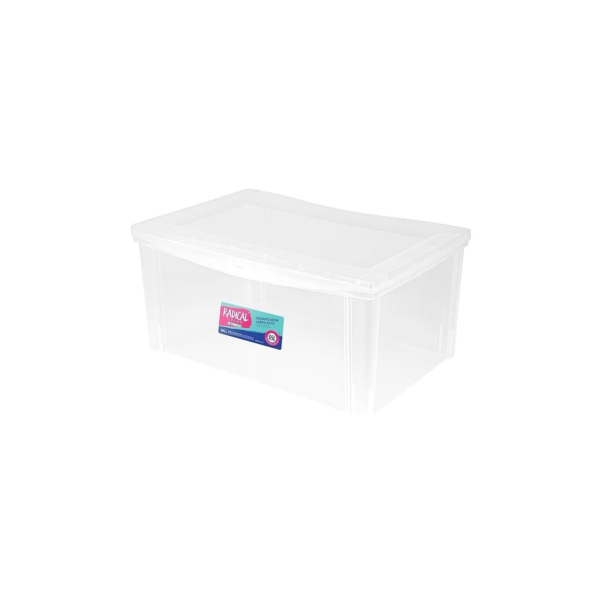 Caixa Organizadora Plástica Radical Color 65l Cristal Transparente