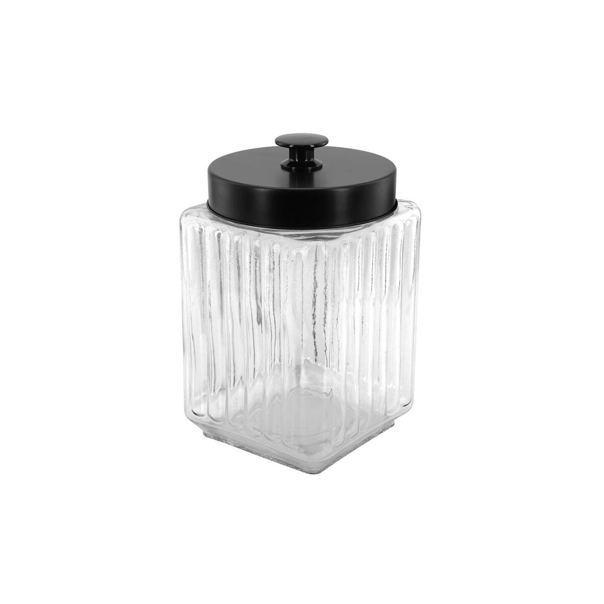 Pote de Vidro Quadrado 1,2l C/tampa Preta - Durabilidade e Vedação Superior