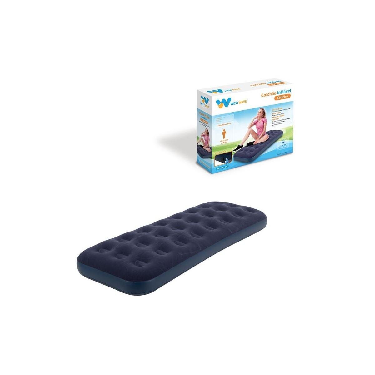 Colchão Inflável Solteiro 191x73cm Ultra Resistente Camping
