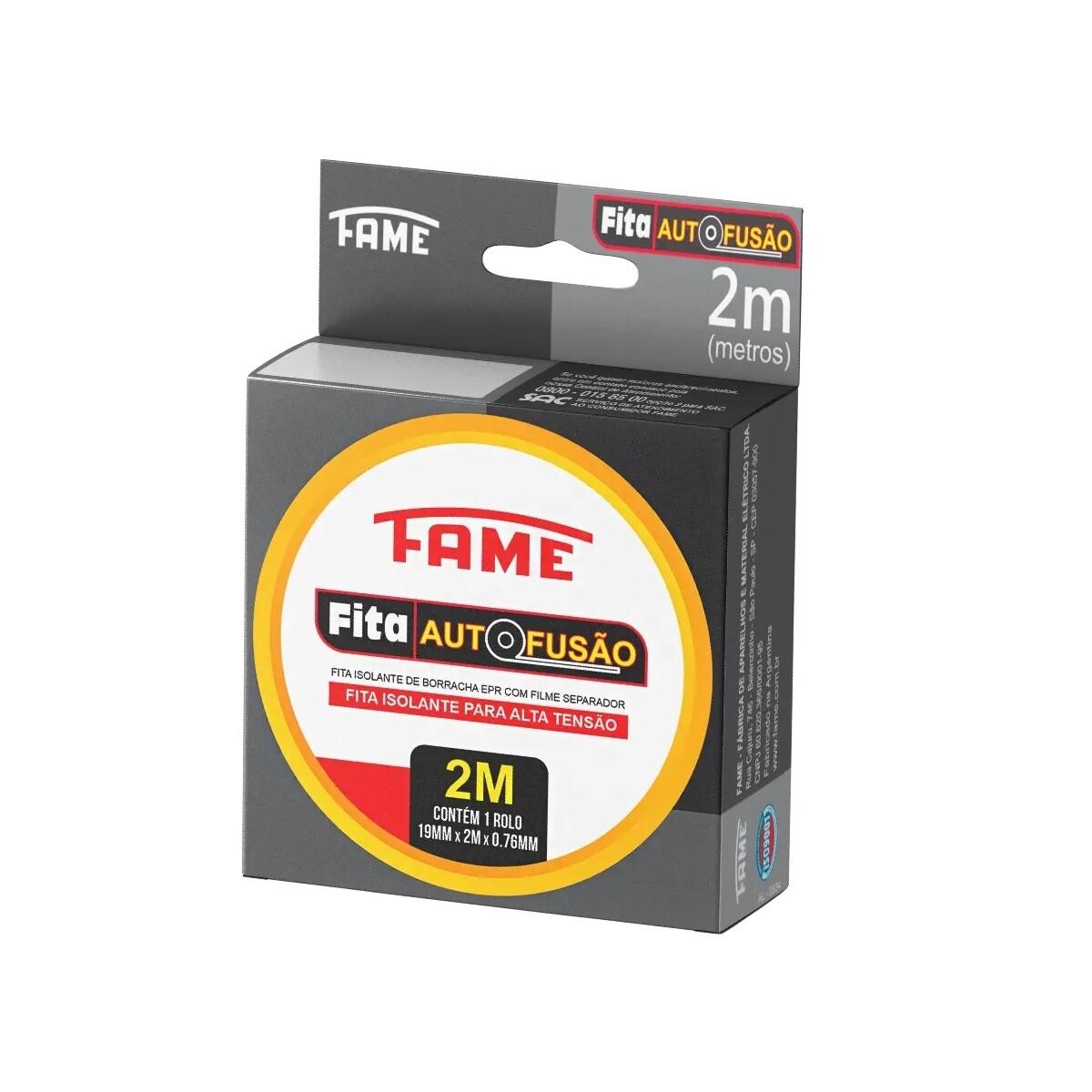 Fita Isolante Autofusão Fame 2 Metros Preto Alta Performance