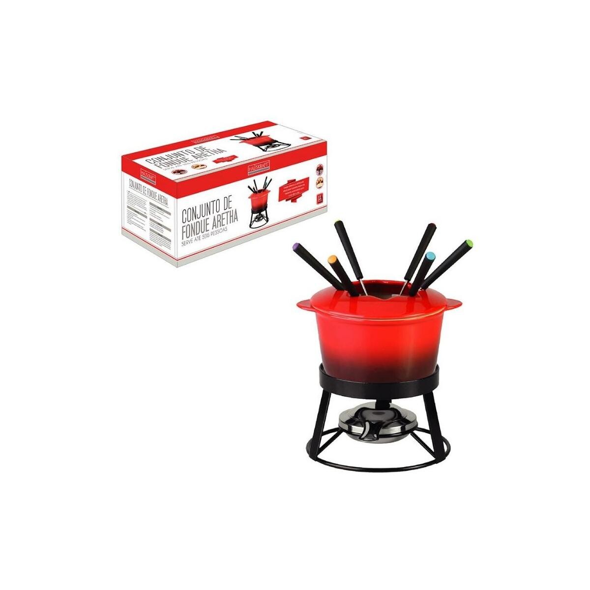 Conjunto Fondue Aretha Vm 11pçs | Cerâmica e Aço Inox | Construção