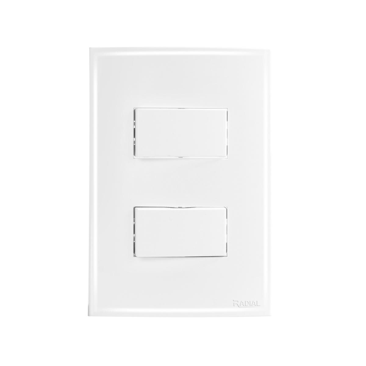 Interruptor 2 Teclas Simples Radial Placa Ouro Branca