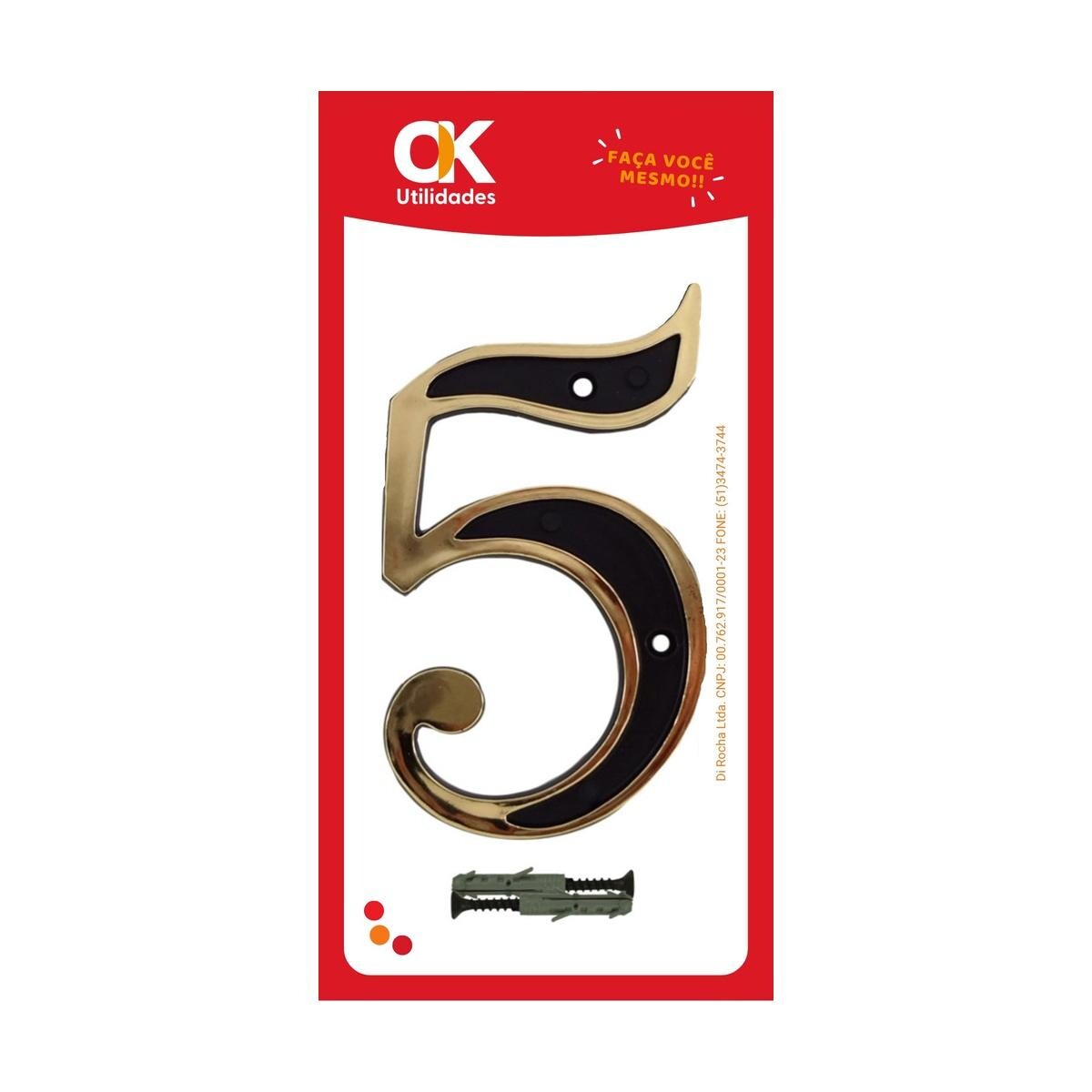 Número para Casa Castellar N°5 Ok Utilidades Durável Alumínio