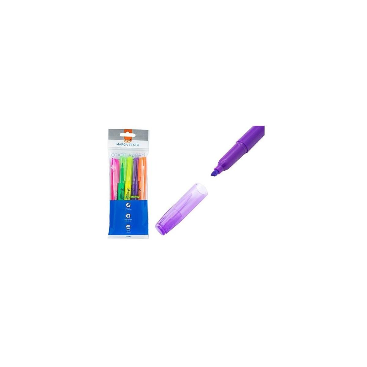 Marca Texto Brw Blister 5 Cores Neon - Durabilidade Profissional