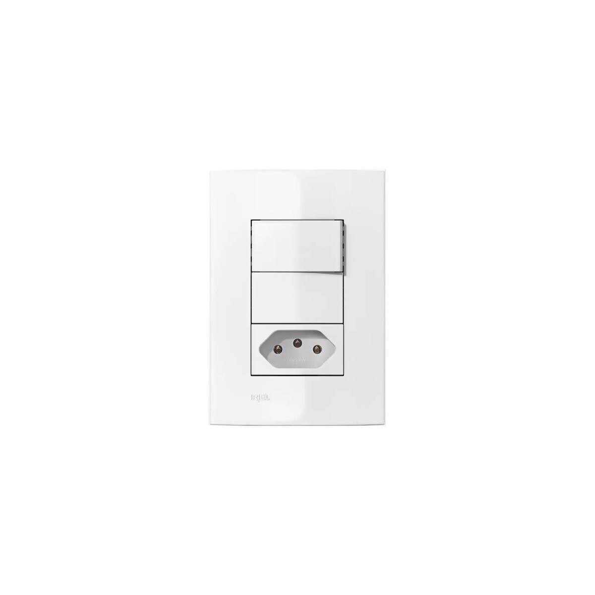 Conjunto Módulo Interruptor + Tomada 10a 2p+t Soprano Iris Branco