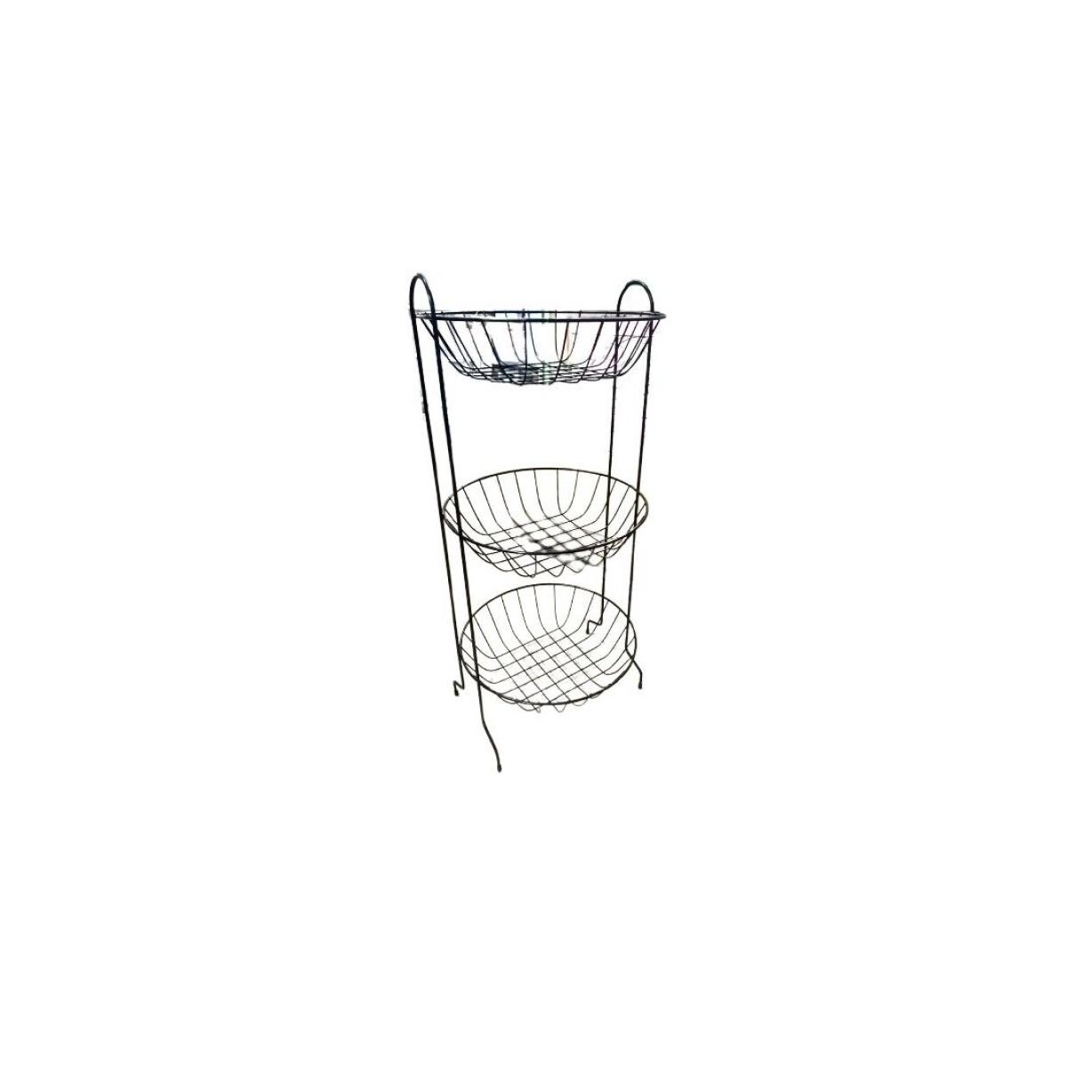 Fruteira 3 Andares Redonda Preta 67x30cm Azzo