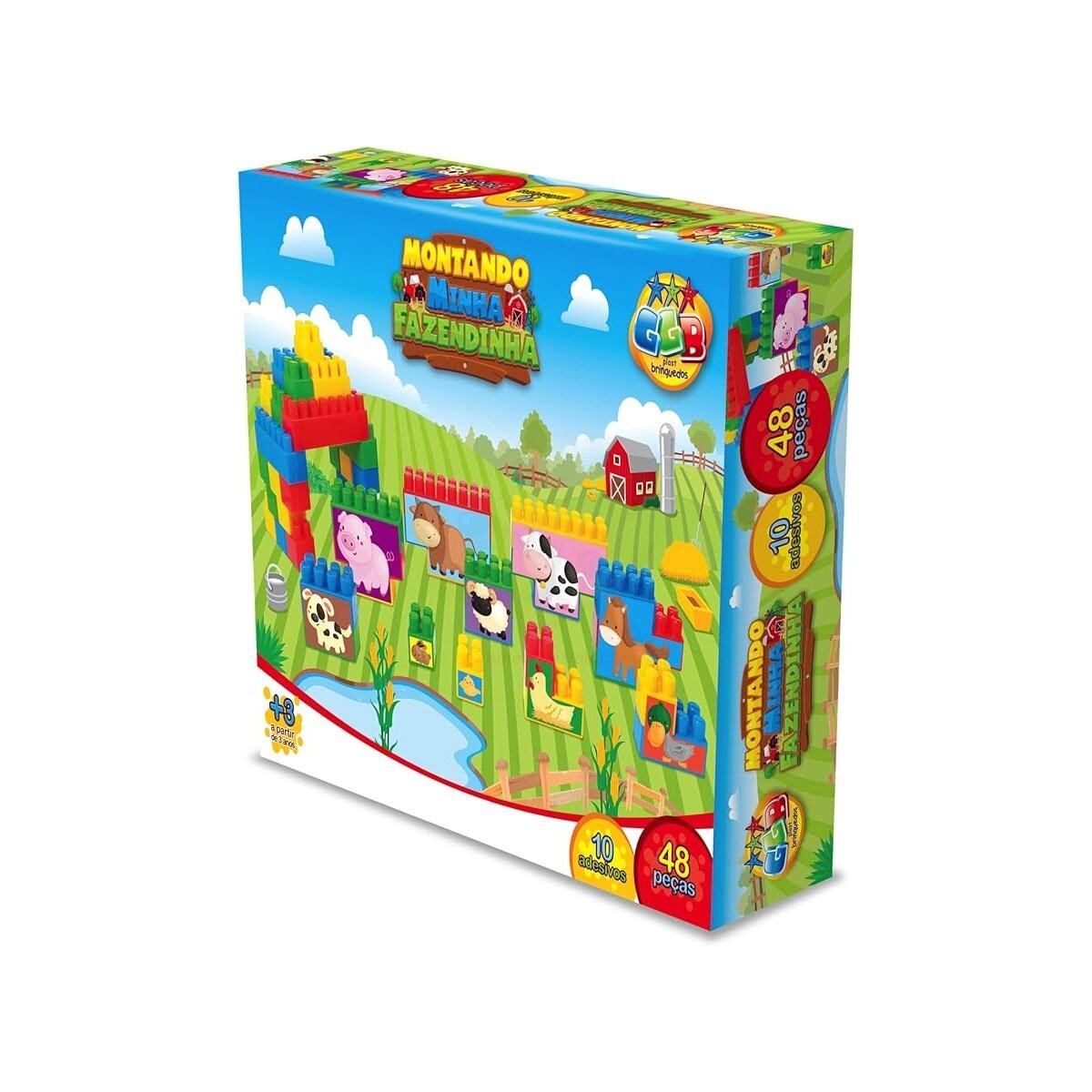 Blocos de Montar Fazenda 48 Peças Ggb Brinquedos Plástico In