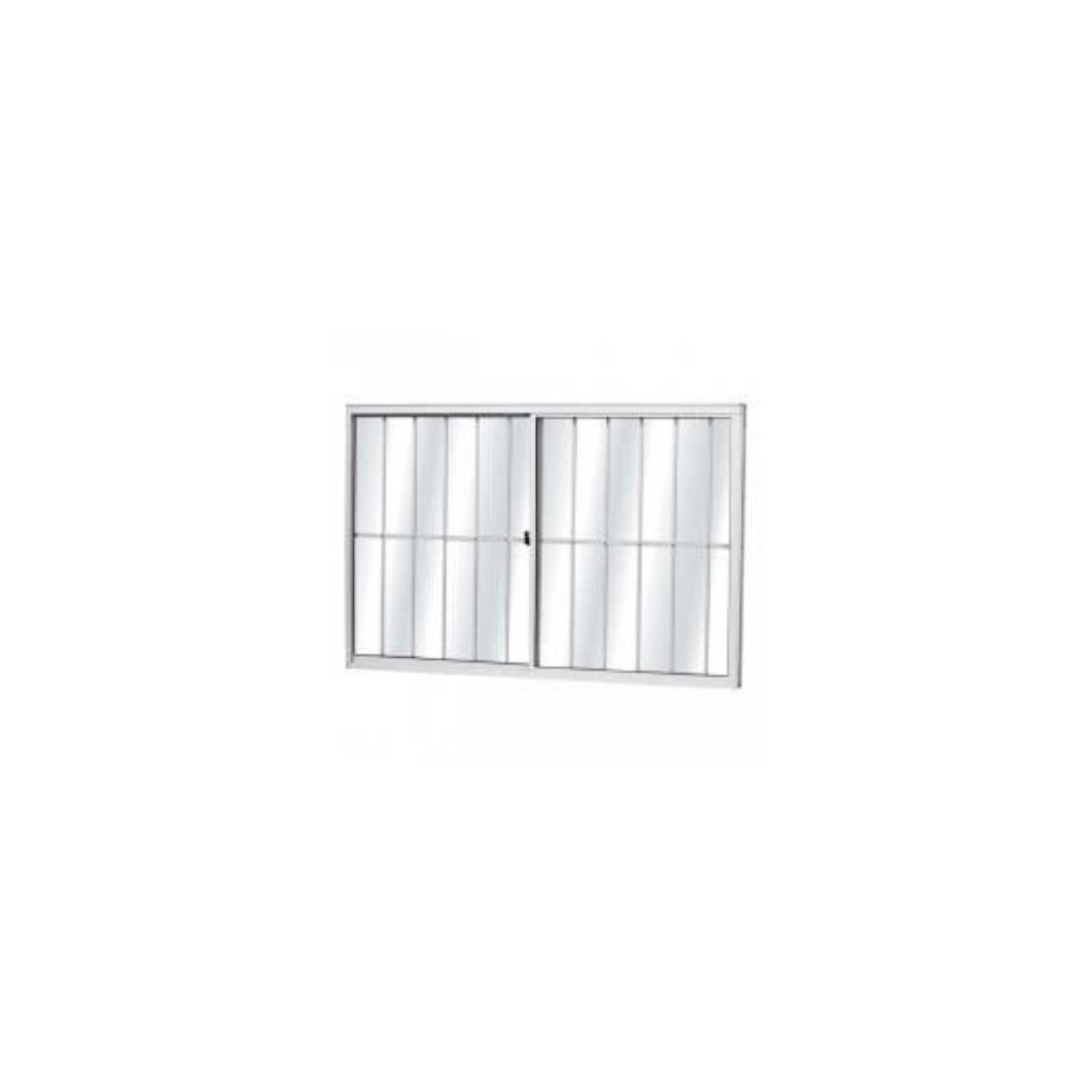 Janela Alumínio de Correr 100x120 Mgm Vidro Liso 2 Folhas Grade Branca