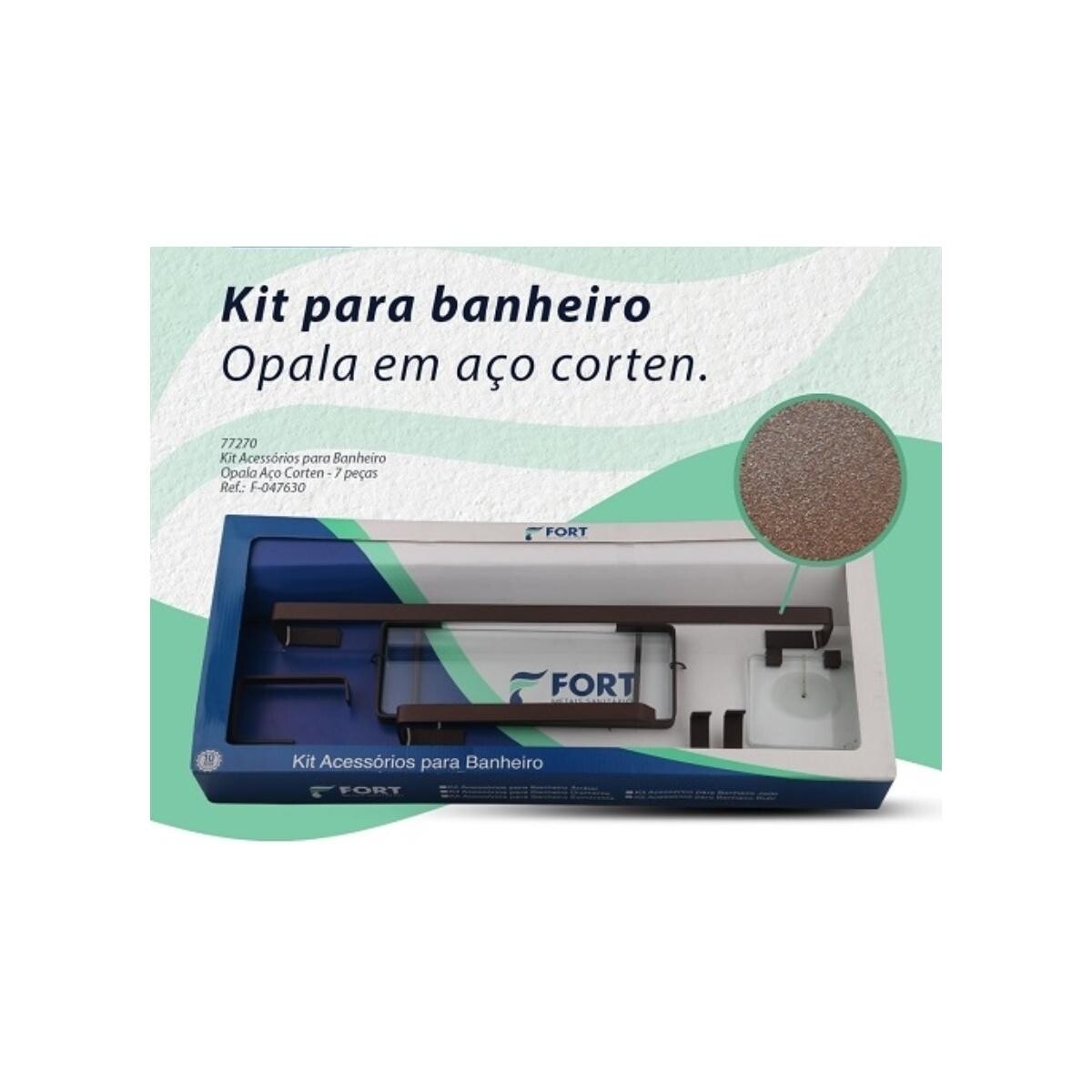 Kit Acessórios Banheiro 7 Peças Opala Aço Corten Fort Metais
