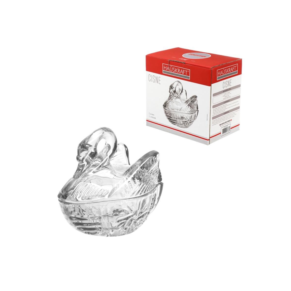 Bomboniere Potiche Baleiro com Tampa Cisne Cristal Cor Incol
