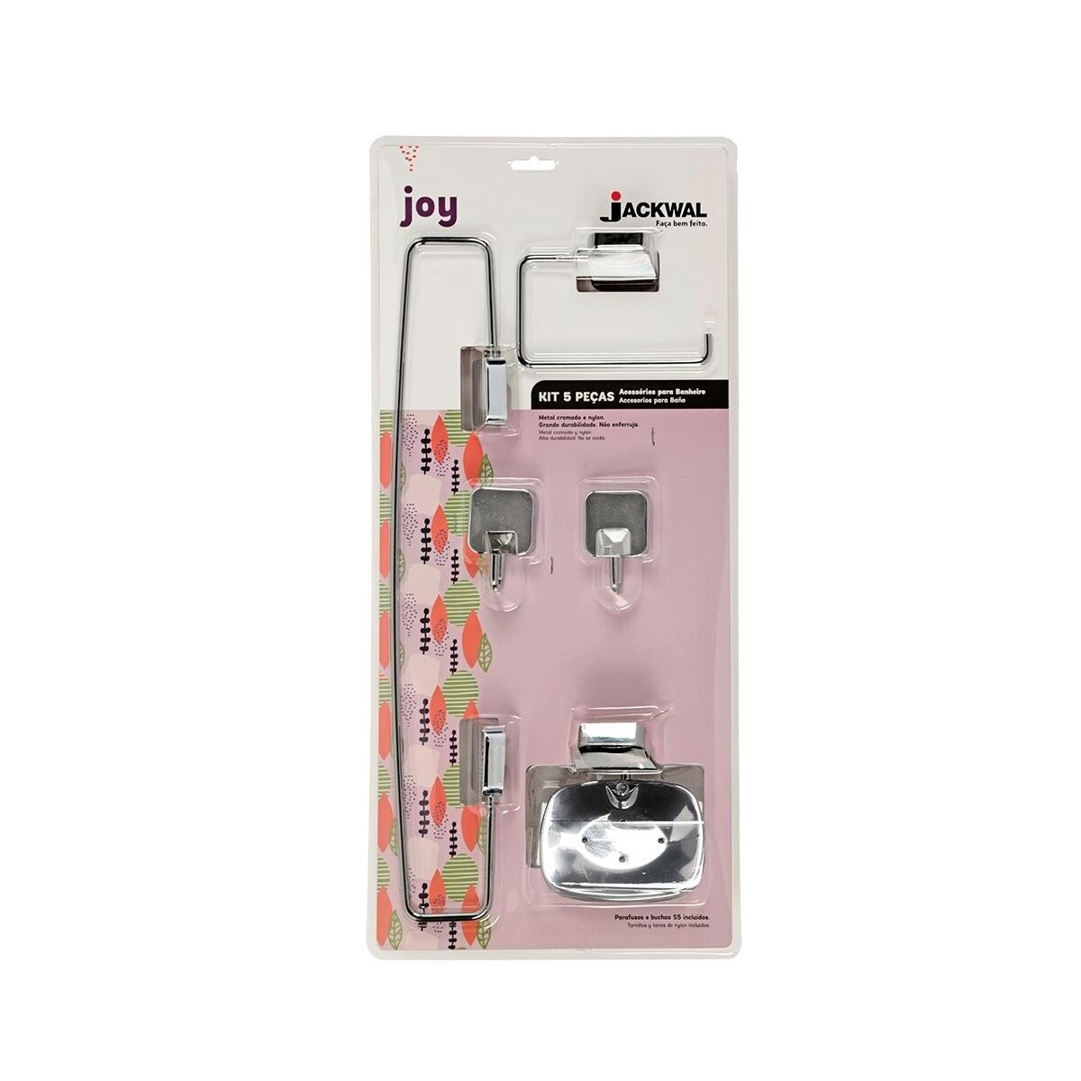 Kit Acessórios Banheiro 5 Peças Jackwal Joy Cromado