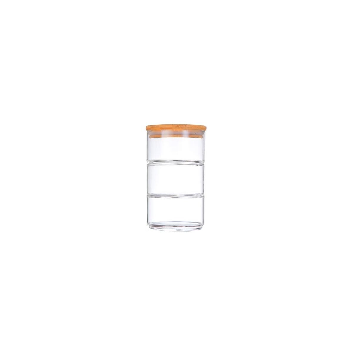 Kit Potes de Vidro Redondo Empilhável 280ml 3un Allmix Armazenamento