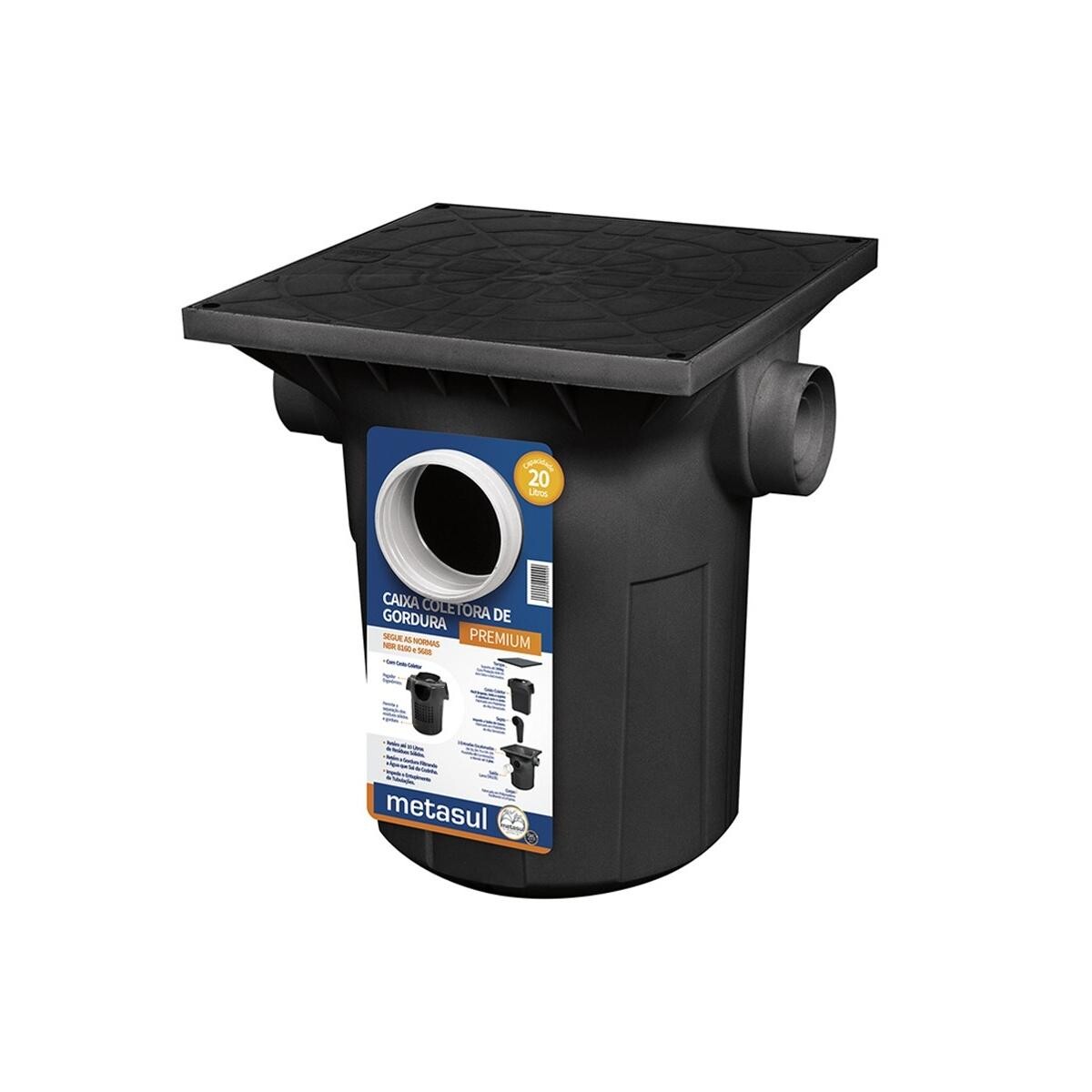Caixa Coletora de Gordura Grande Metasul Pvc 18 Litros
