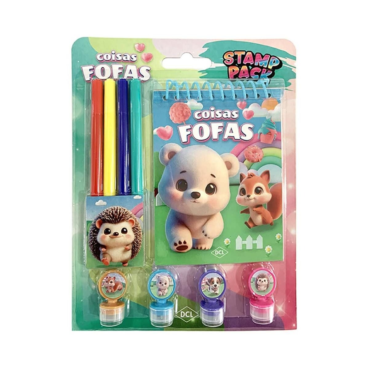 Kit Carimbos Infantil Coisas Fofas Editora Dcl - Criatividade e Diversão
