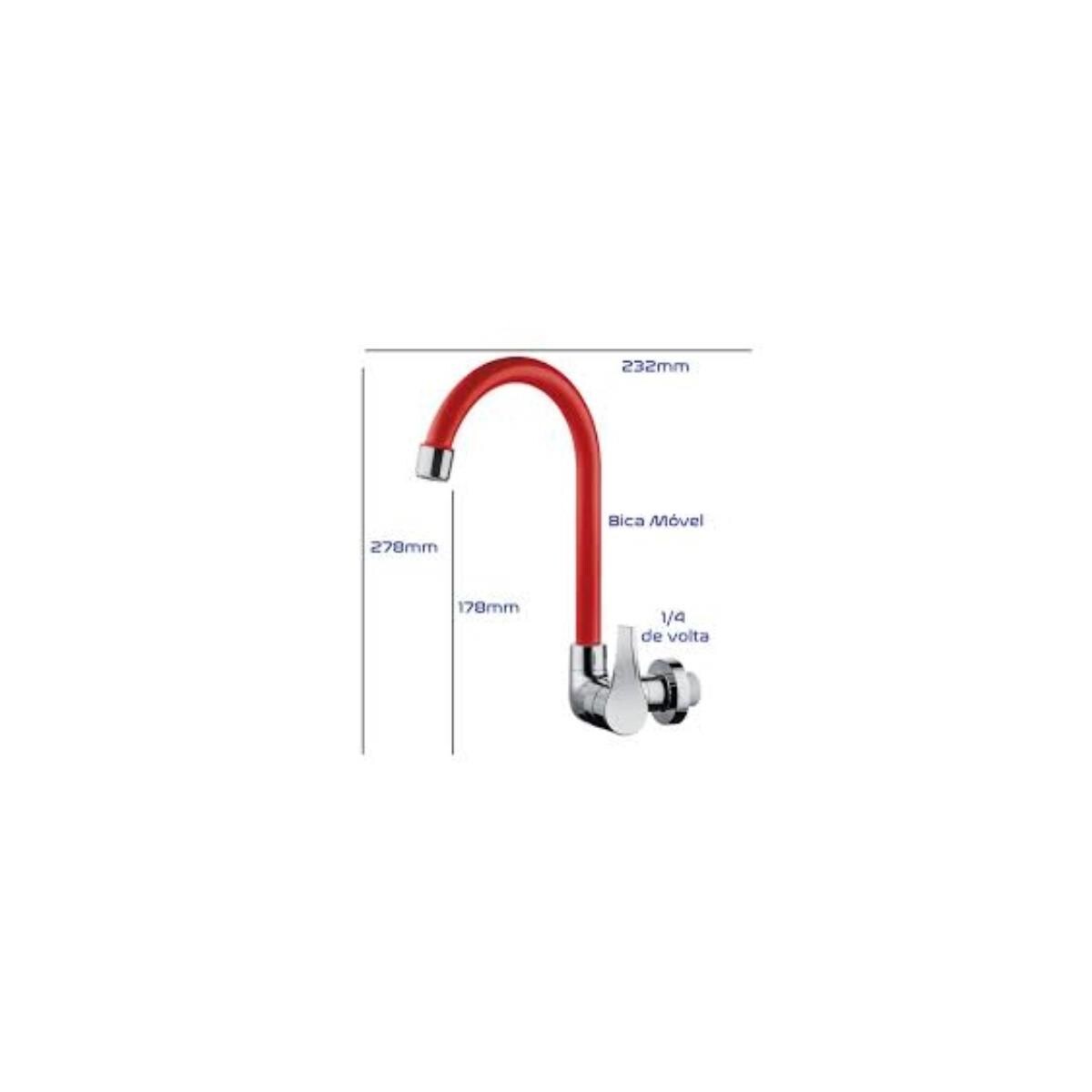 Torneira Cozinha de Parede Herc Twist Vermelha - Design Moderno
