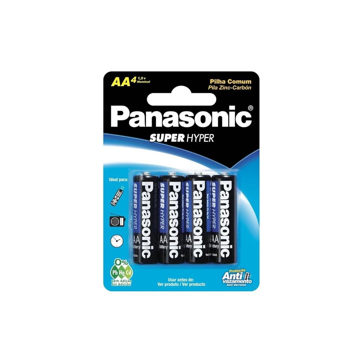Pilha Aa Panasonic Comum Cartela com 4 Unidades - Energia Duradoura