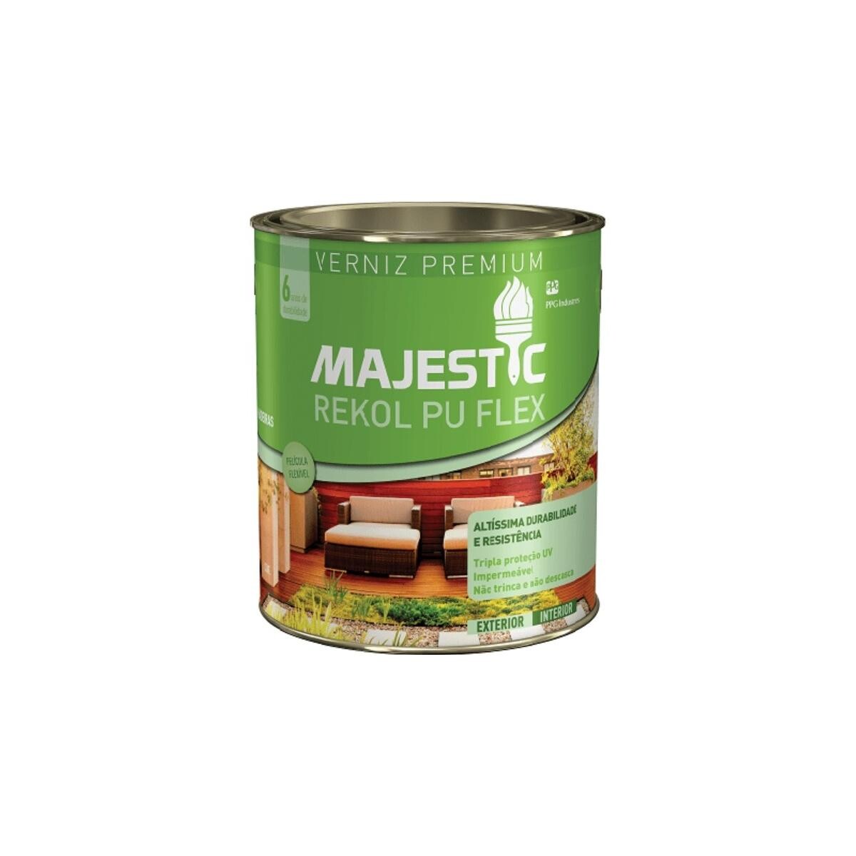 Verniz Pu Flexível Brilho Cedro 0,9l Majestic para Madeira