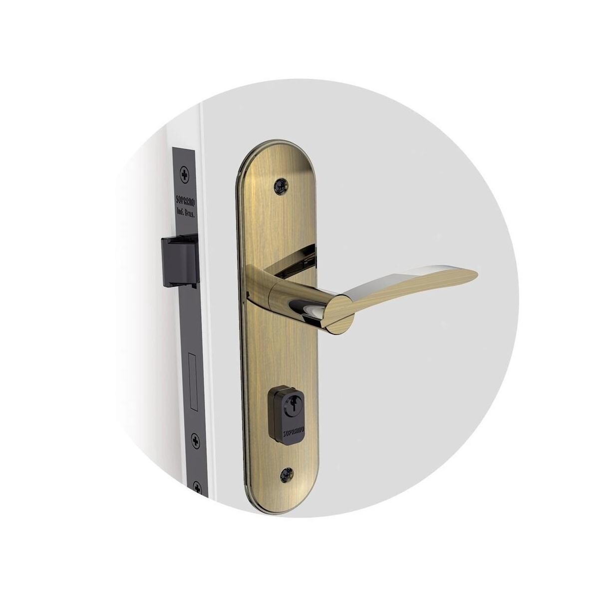 Fechadura Externa Soprano Leme 40x53 Antique Brass