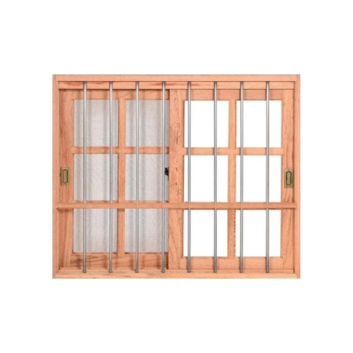 Janela de Correr Esel Eucalipto Je221 100x120cm Vidro Liso C/ Grade