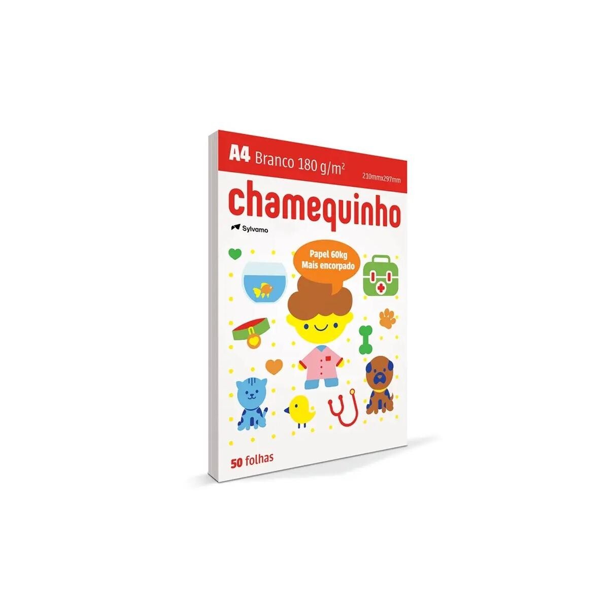 Folha Desenho 180g Chamequinho Pacote 50 Folhas Profissional