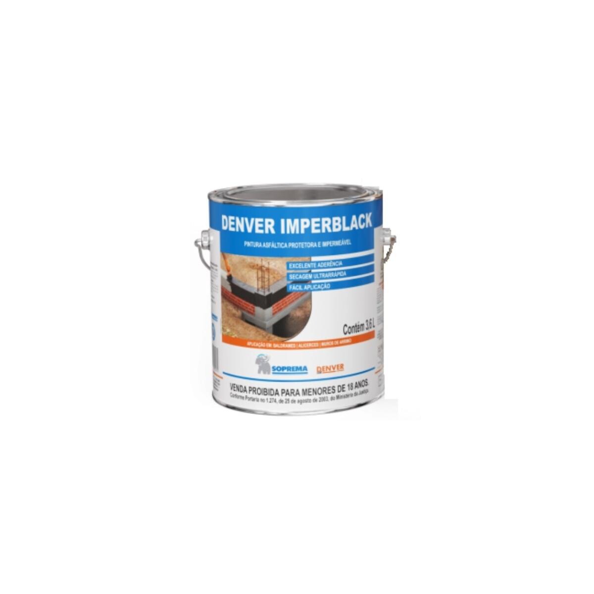 Impermeabilizante Denver Imperblack 3,6 Litros - Alto Desempenho