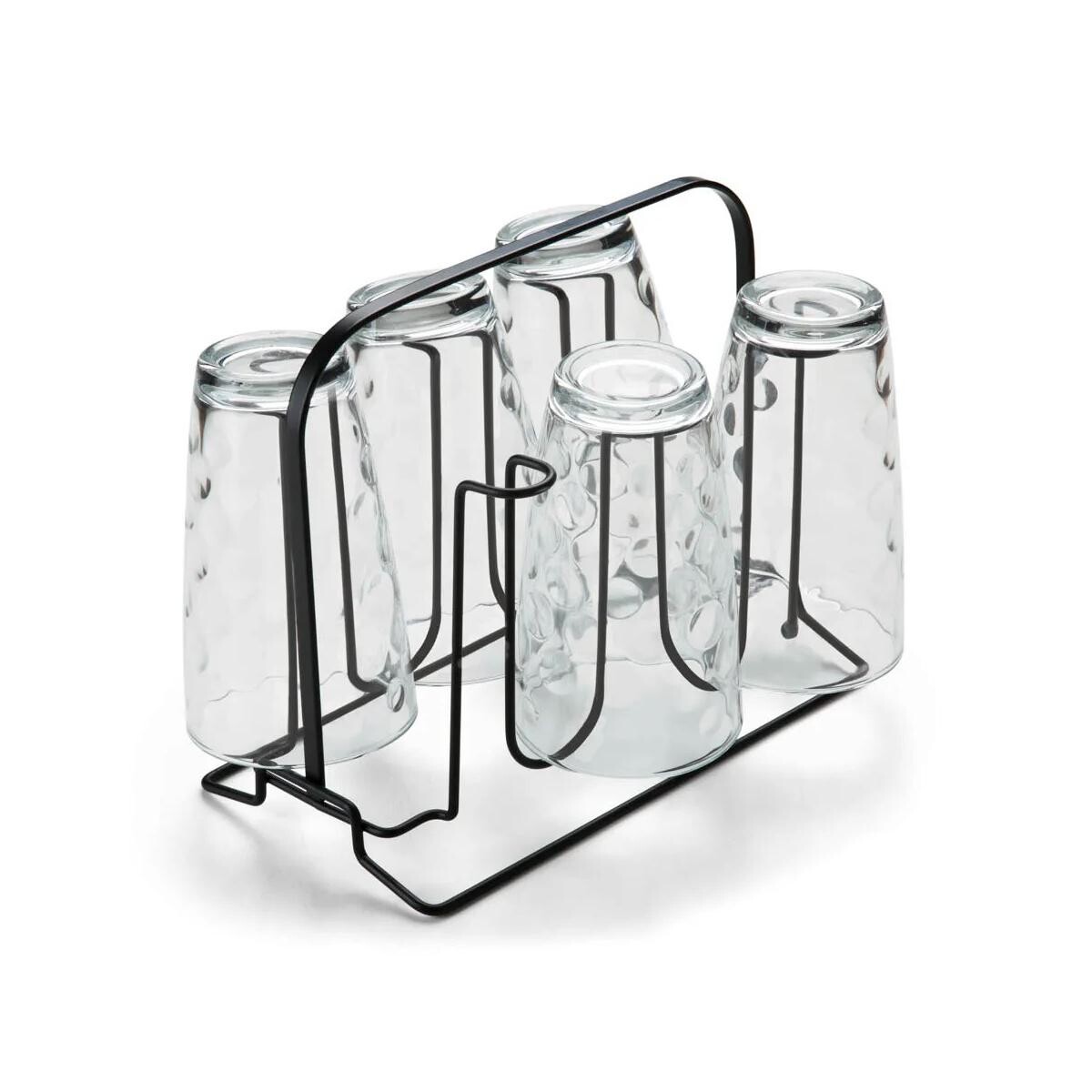 Suporte para 6 Copos Homefix Preto | Organização Durável Cozinha