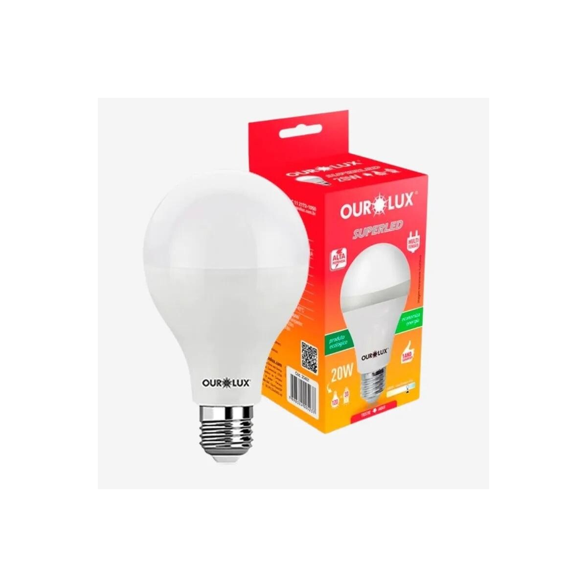 Lâmpada Led 20w 6500k Ourolux Alta Potência - Branco Frio