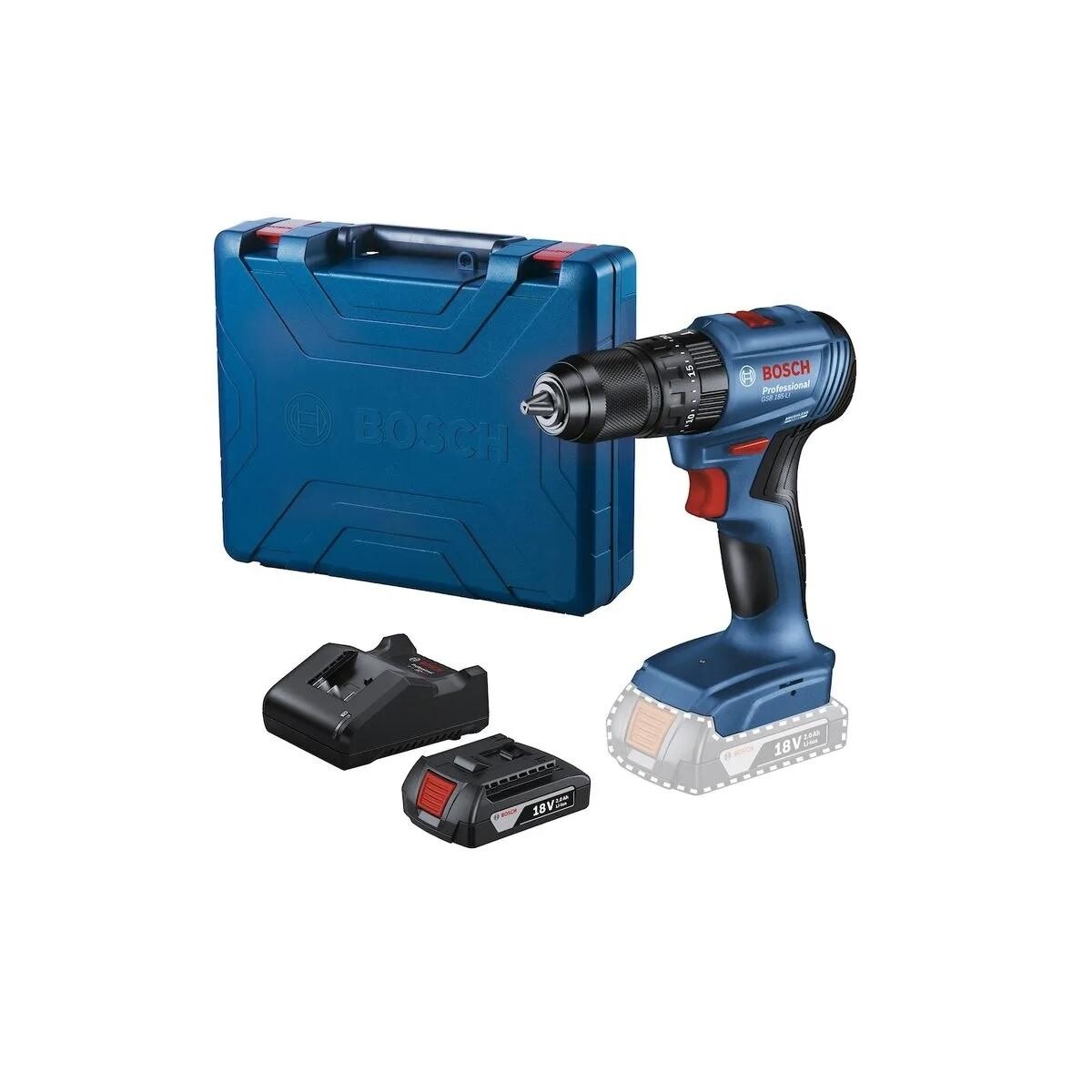 Parafusadeira Furadeira de Impacto Bosch Gsb 185-li 18v + Bateria e Maleta