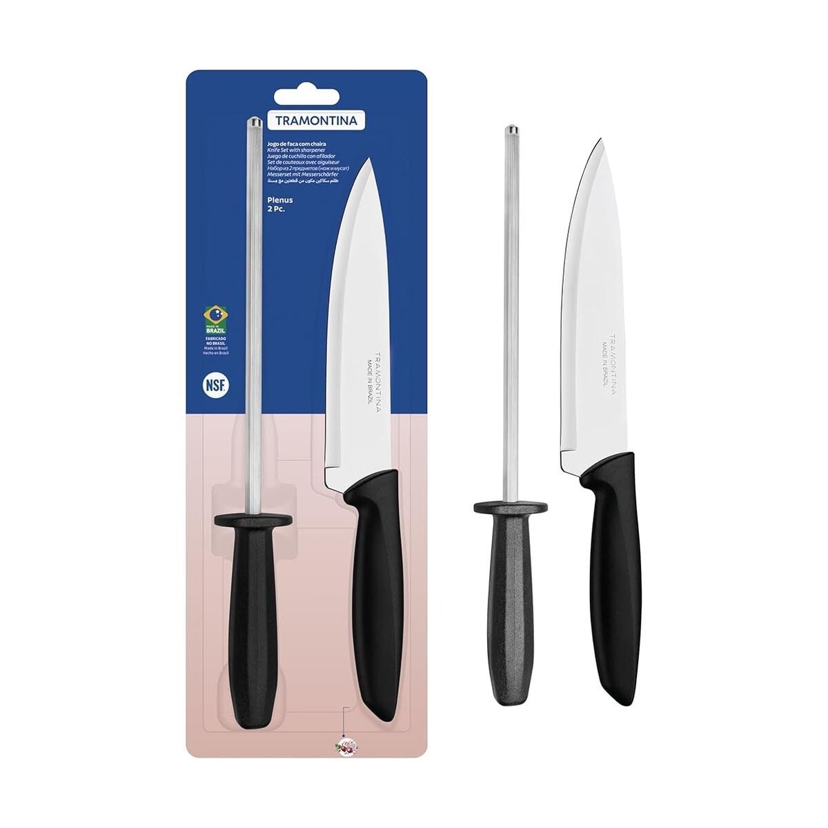 Conjunto de Facas Tramontina Chefs 7/18 Cm e Afiador Chaira