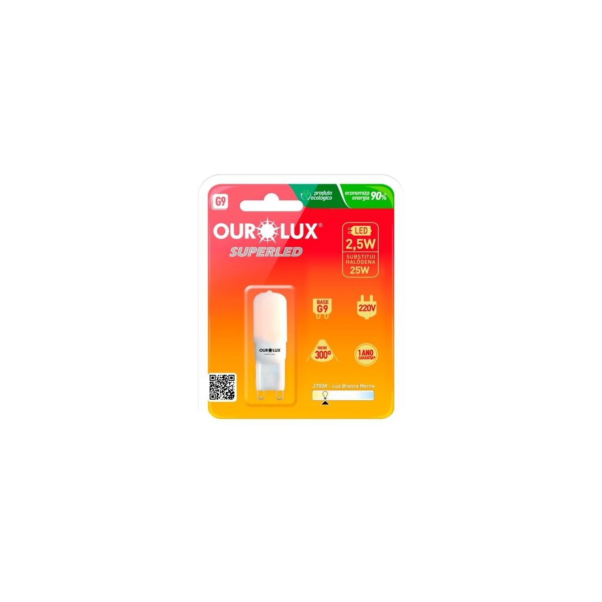 Lâmpada Halógena 40w G9 Bipino Fosca Ouropin Luz Amarela