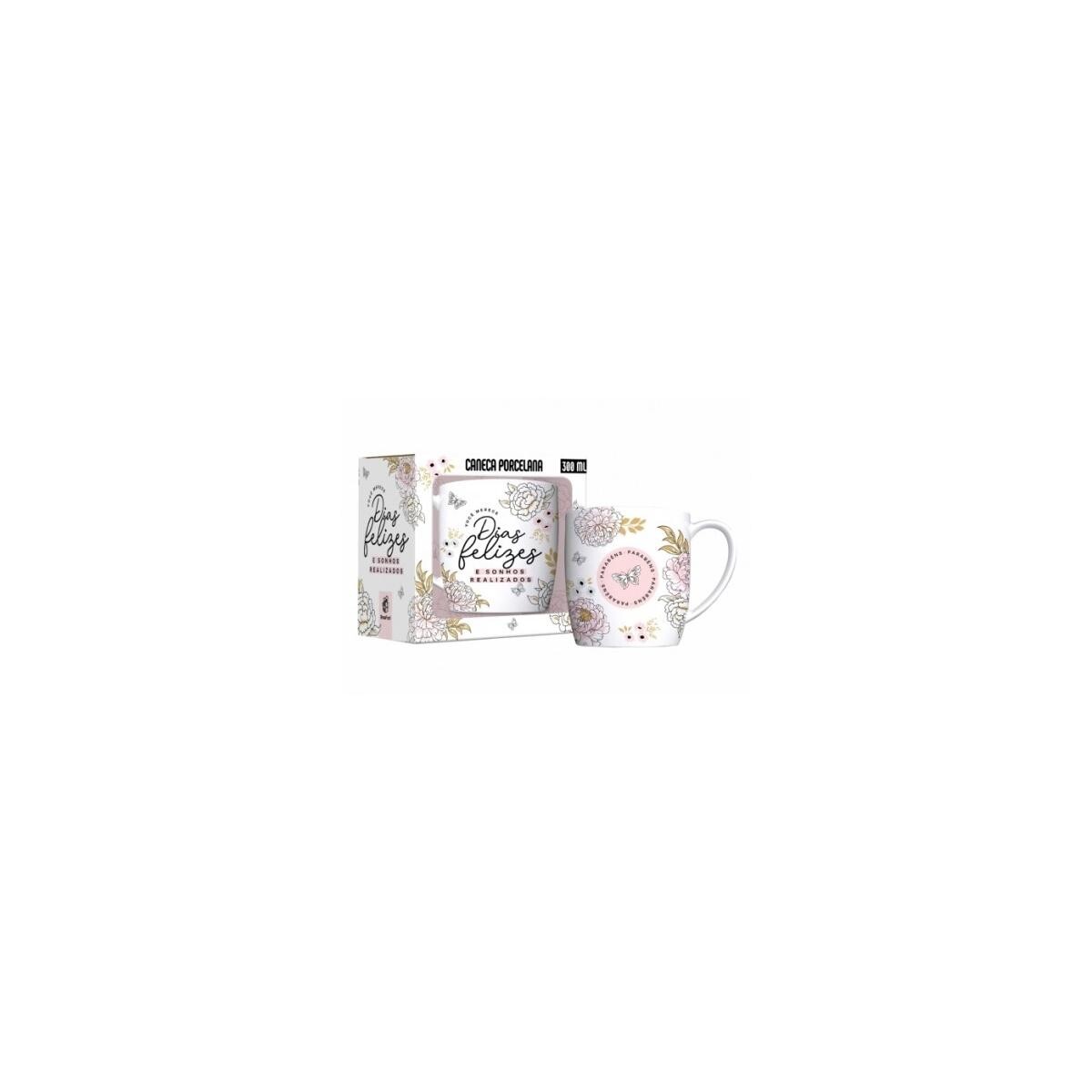 Caneca de Porcelana 300ml "você Merece Dias Felizes" - Atacado São Jorge