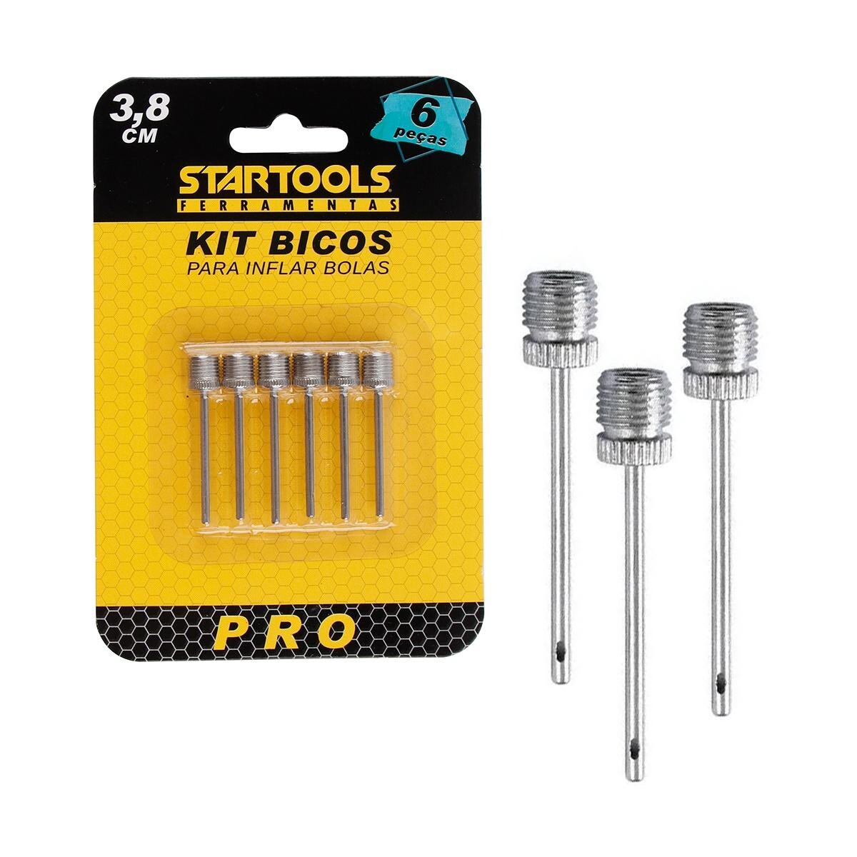 Bomba de Ar Manual Startools Inox para Inflar Bola de Futebo