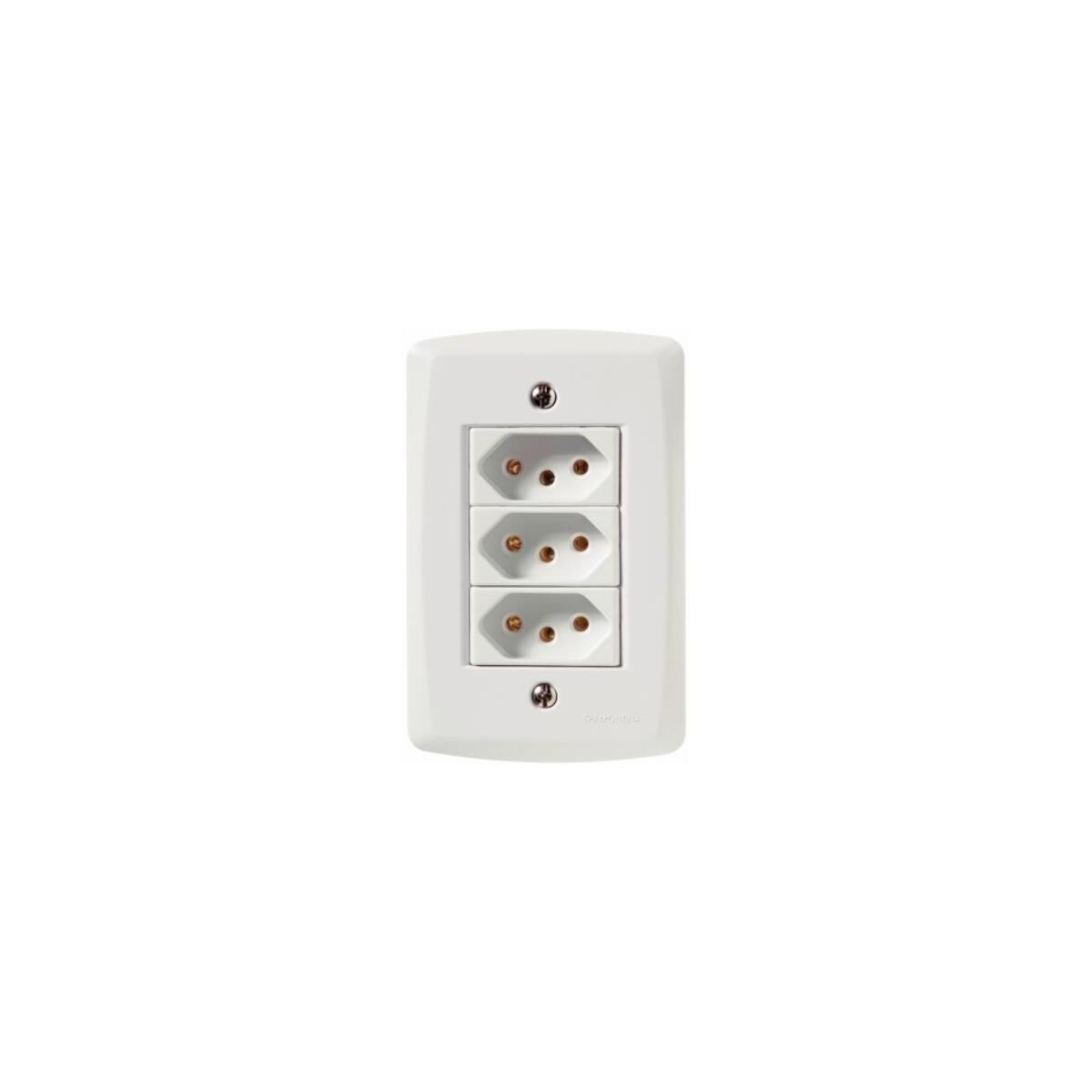 Conjunto 3 Tomadas 2p+t 20 a 250 V Tramontina Lux2 Branco