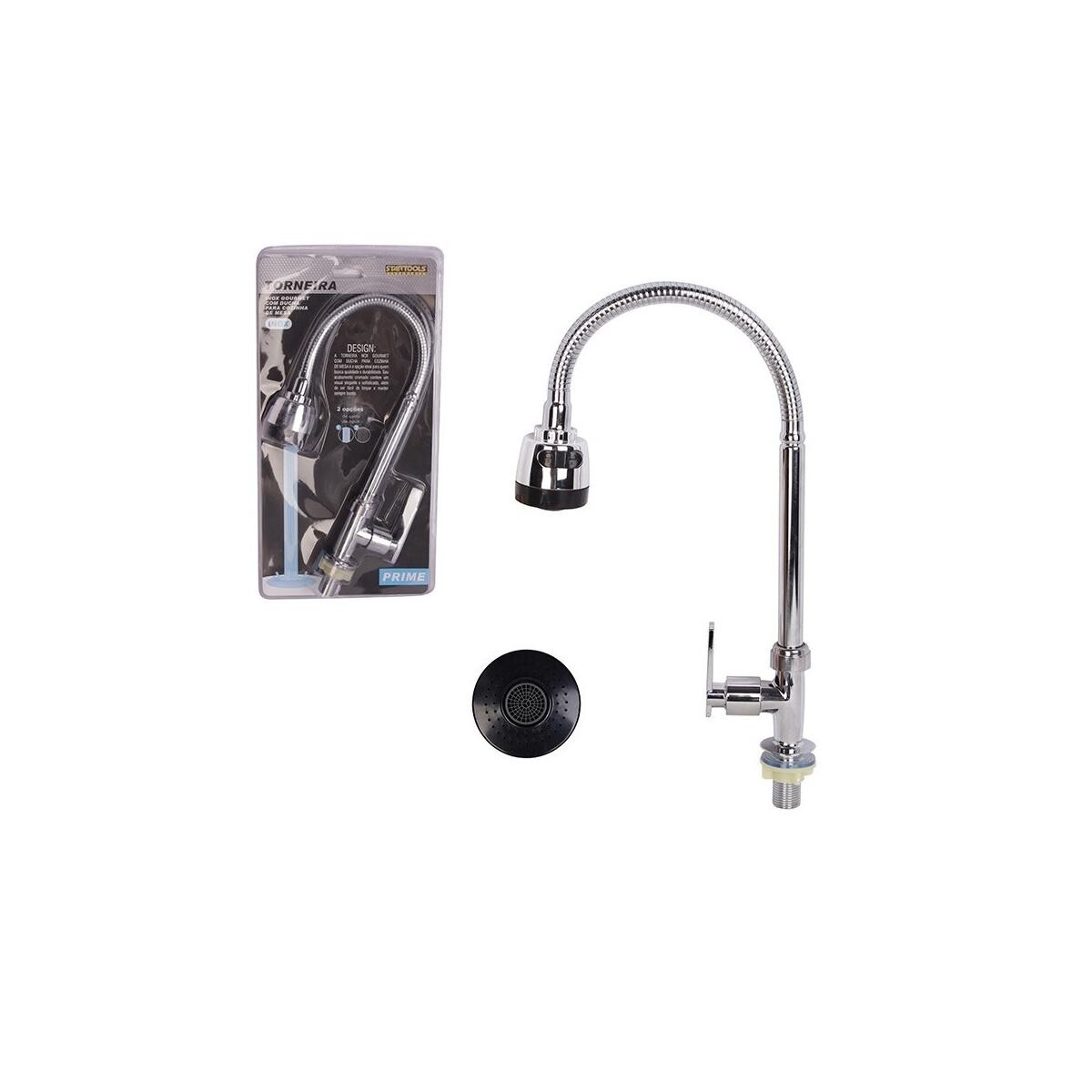 Torneira Cozinha Gourmet Aço Inox com Ducha Bancada - Startools
