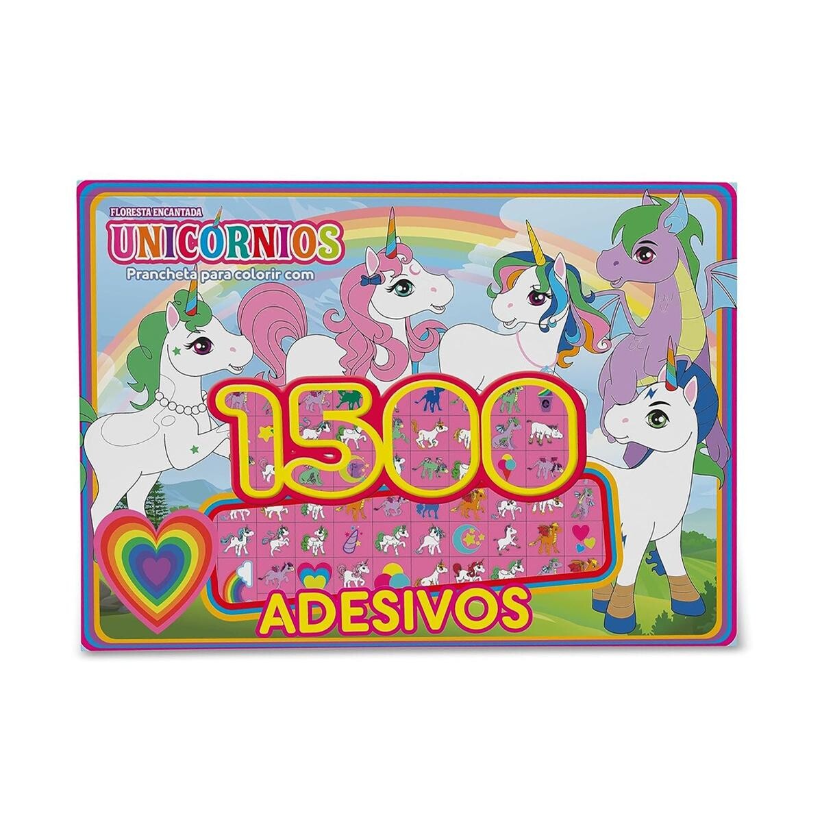 Prancheta para Colorir Floresta Encantada 1500 Adesivos Qualidade Premium