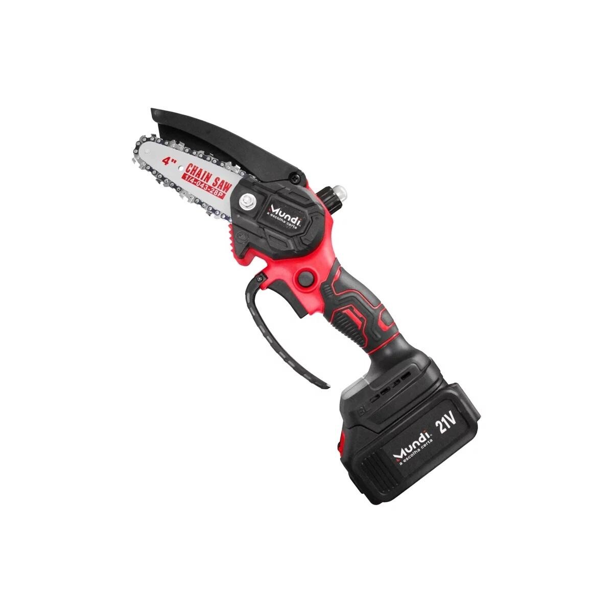 Mini Motosserra de Poda a Bateria 21v Mundi Md21-ion - Portátil e Sem Fio