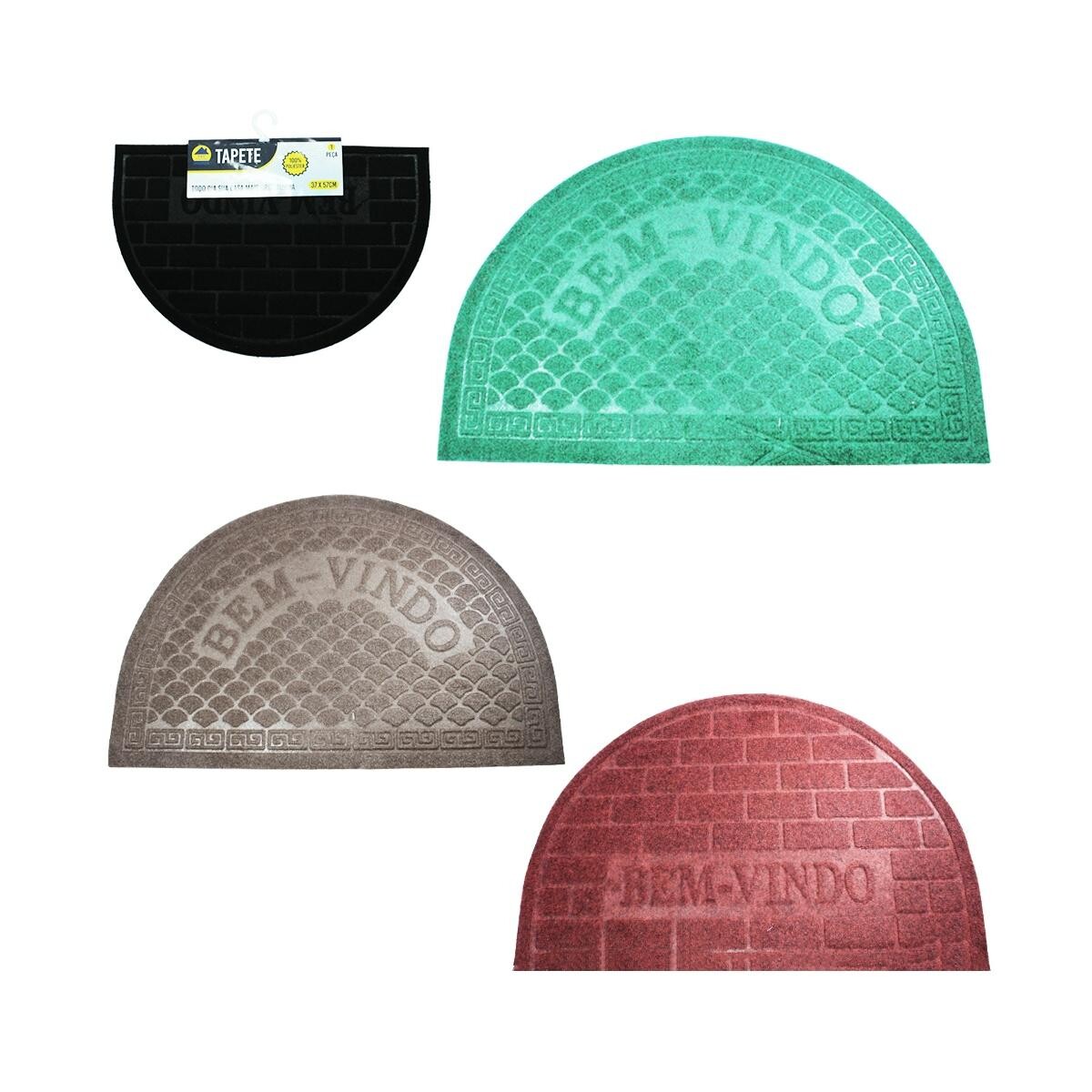 Tapete Capacho Meia Lua Bem Vindo Pvc Antiderrapante 60x40cm