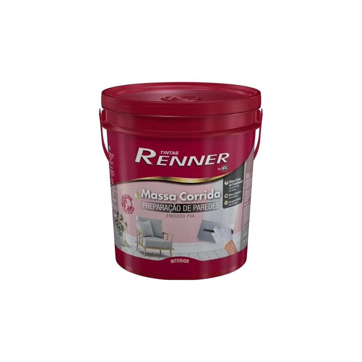 Massa Corrida Pva Renner 25kg Branca para Alvenaria e Gesso