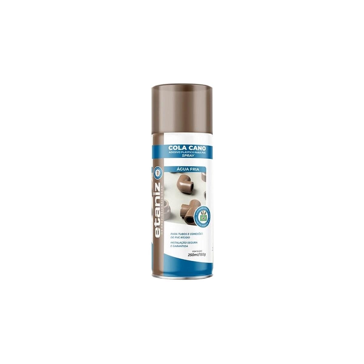 Adesivo Cola Pvc Spray Etaniz água Fria 250ml para Tubos e Conexões