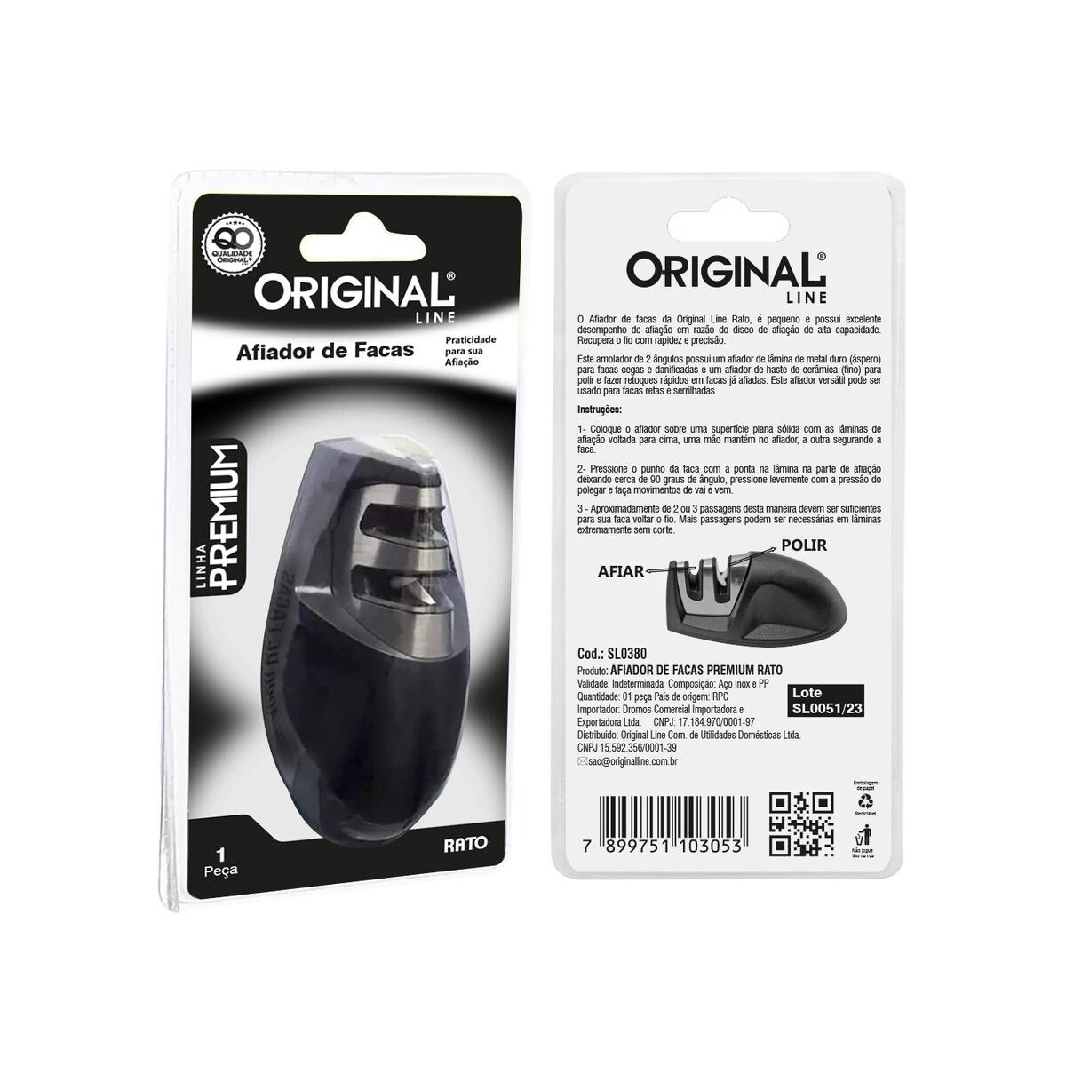 Afiador de Facas Manual Rato Original Line Compacto