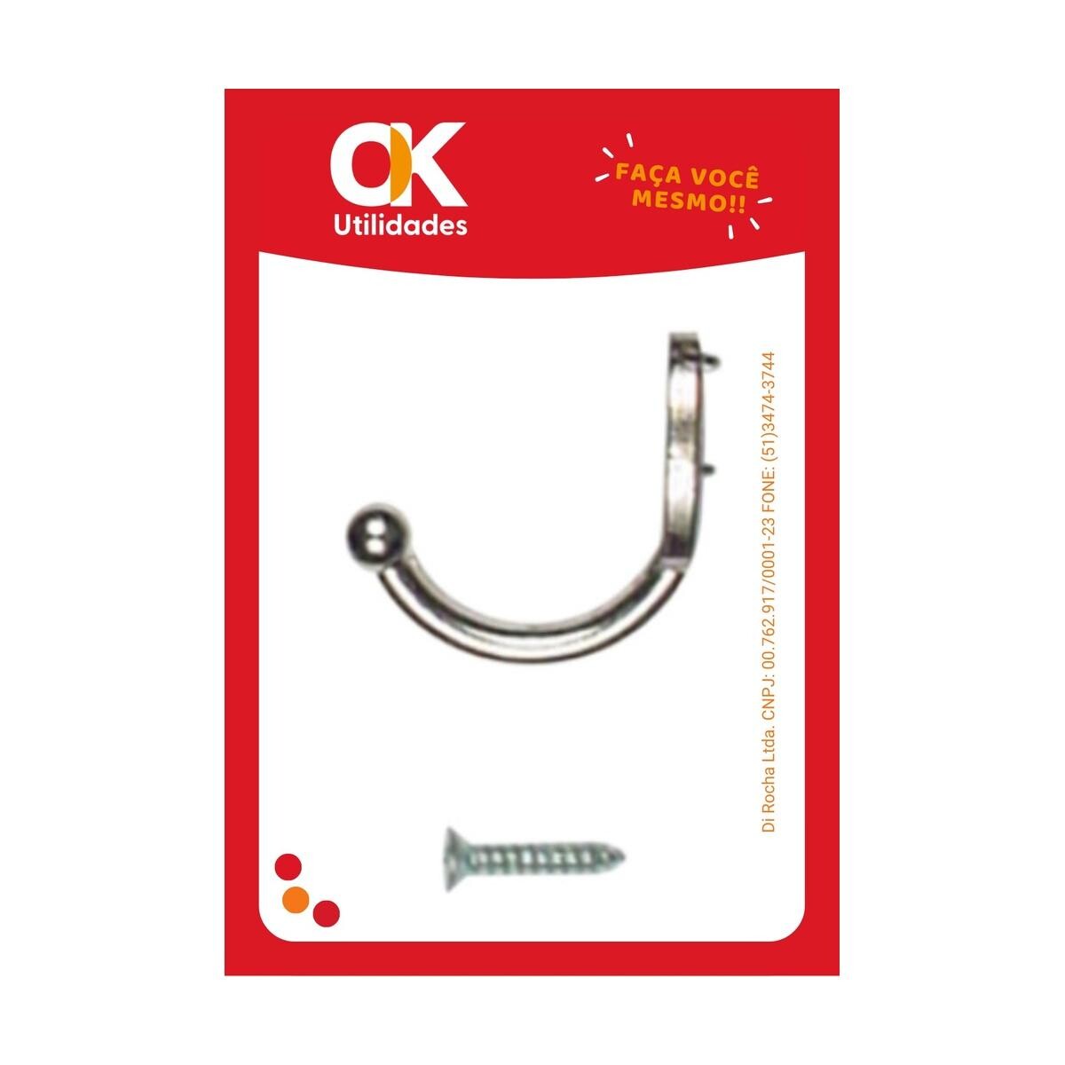 Cabide Cromado Grande Ok Utilidades com Parafuso Resistente