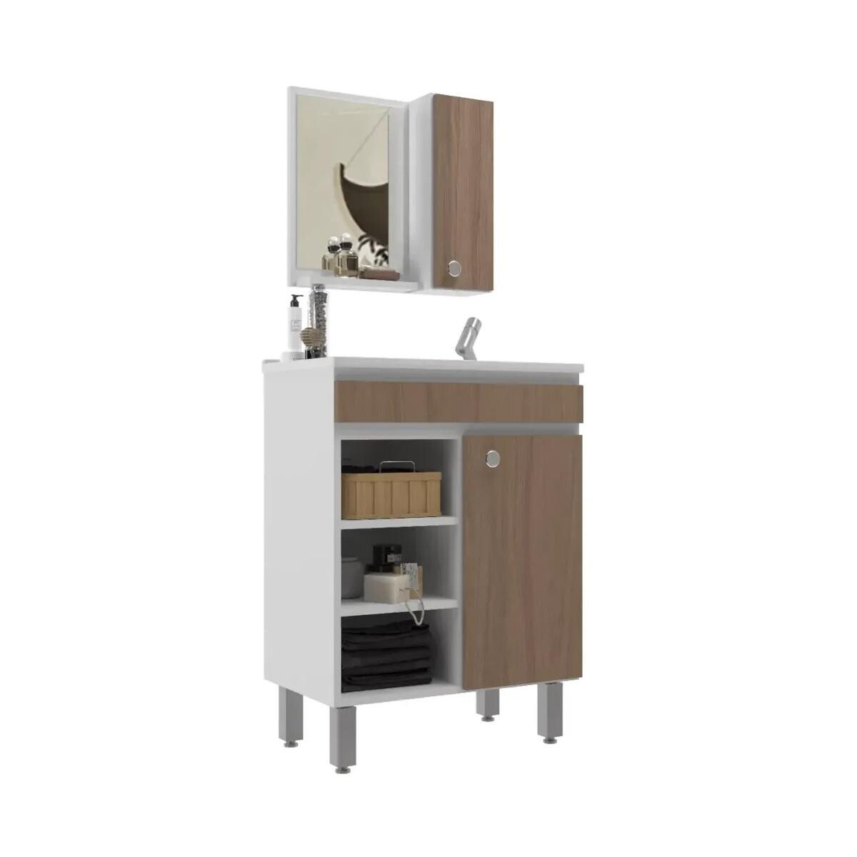 Balcão para Banheiro Belizze Siena 55cm Noce - Durável e Elegante