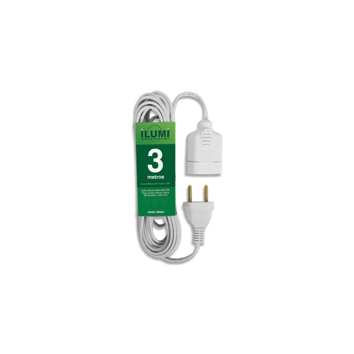 Extensão Prolongador 250v 10a Branca 3 Metros Ilumi