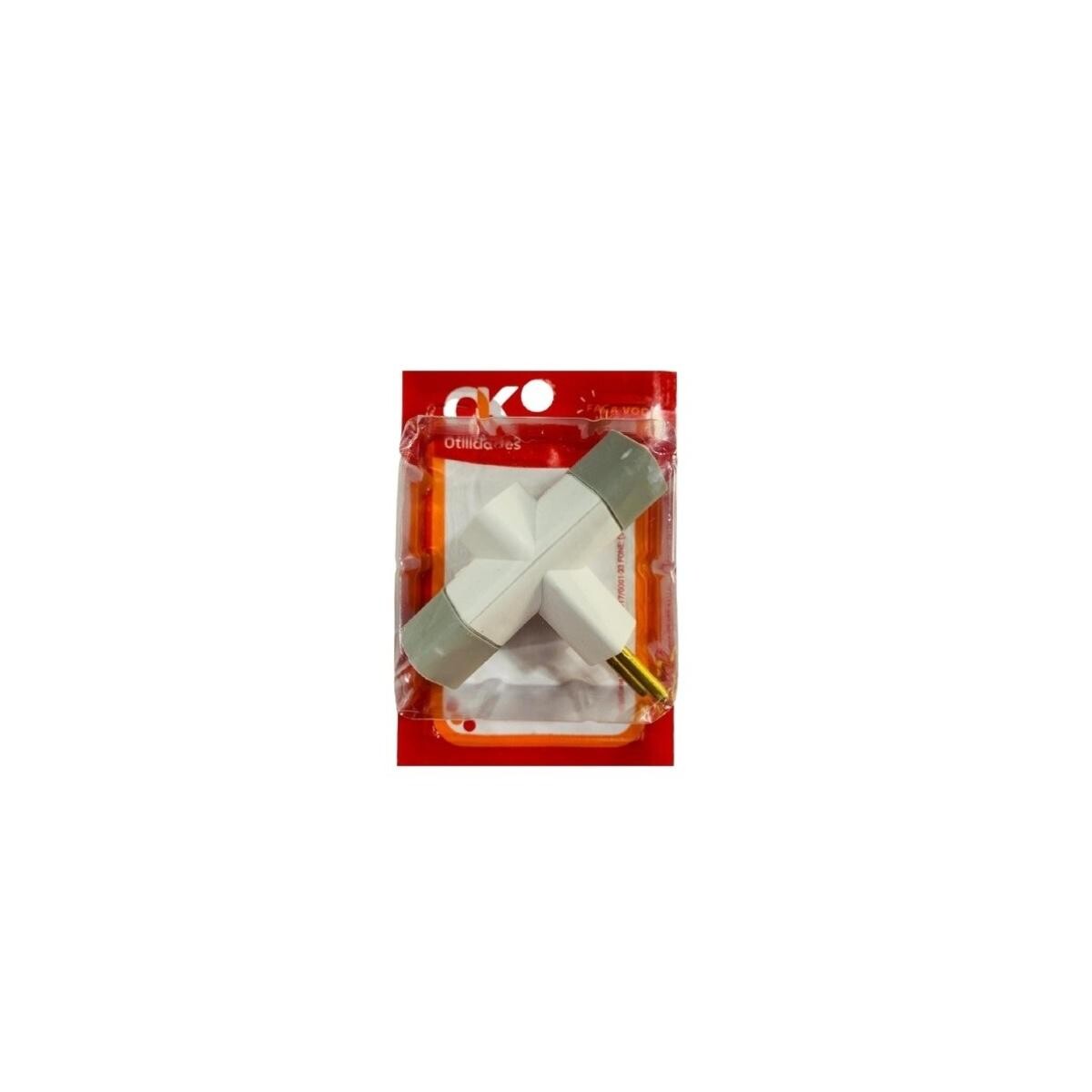 Tê de Luz 3 Saídas 2p+t Ok Utilidades Adaptador Triplo