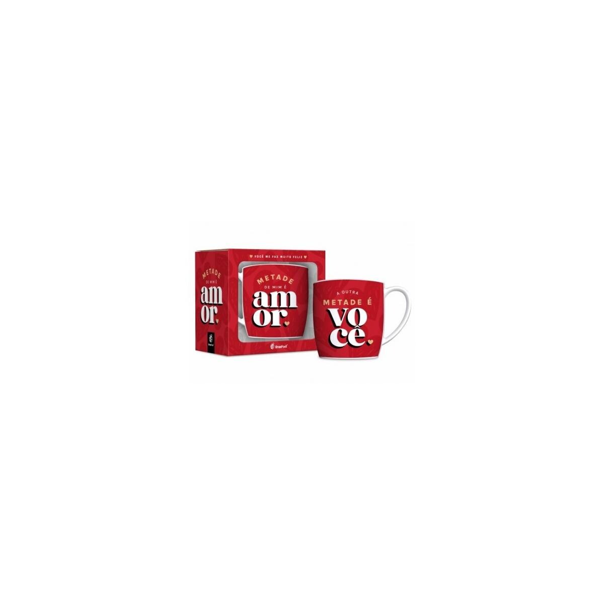 Caneca Cafe Porcelana Urban 360ml Amor Metade de Mim e Voce