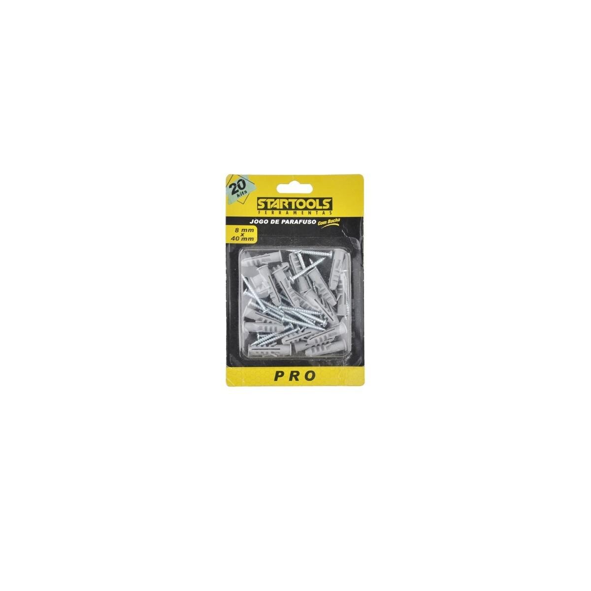 Kit Parafuso Bucha 8x40mm Startools - 20 Unidades para Fixação